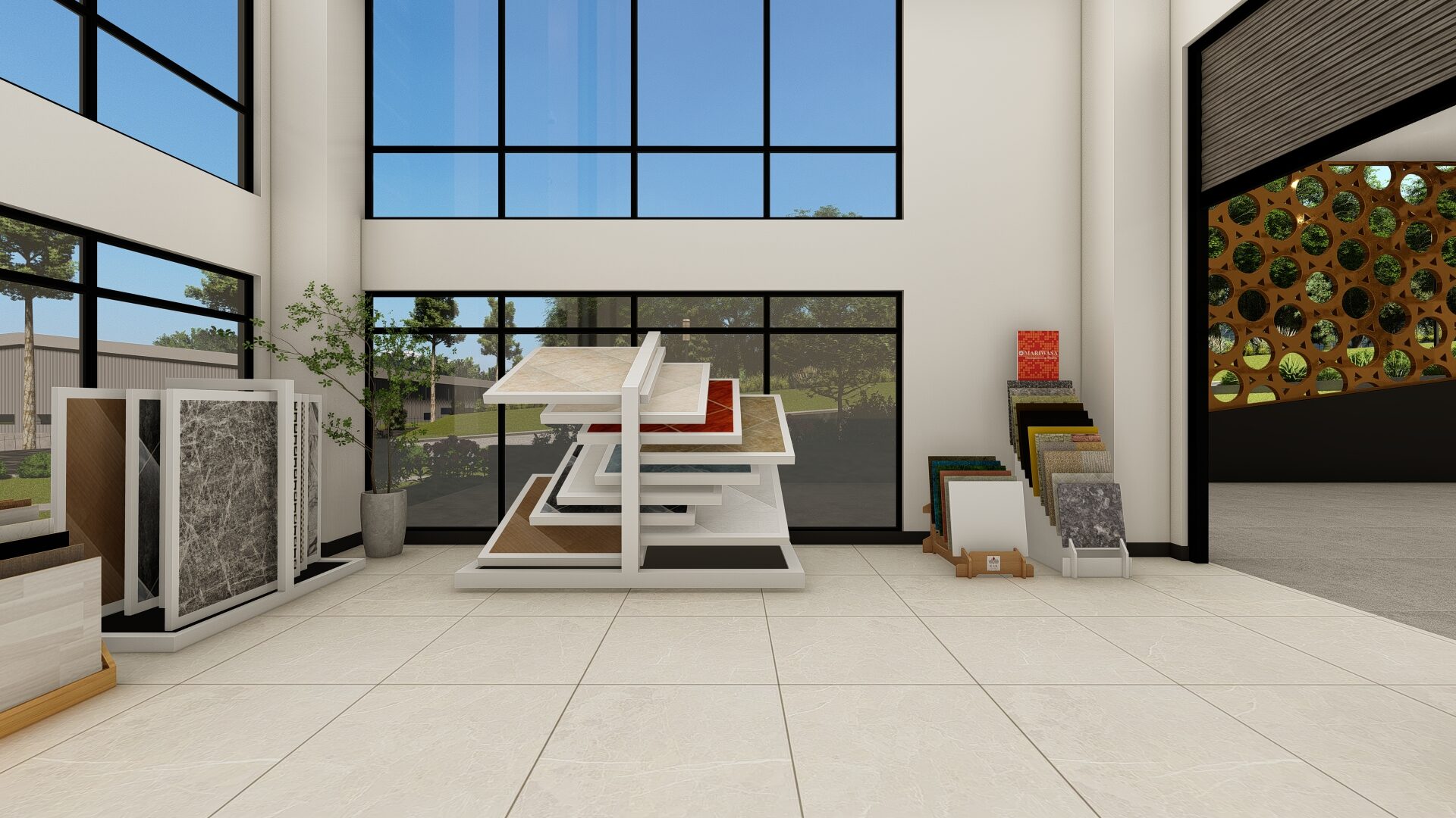 Double-height showroom interior